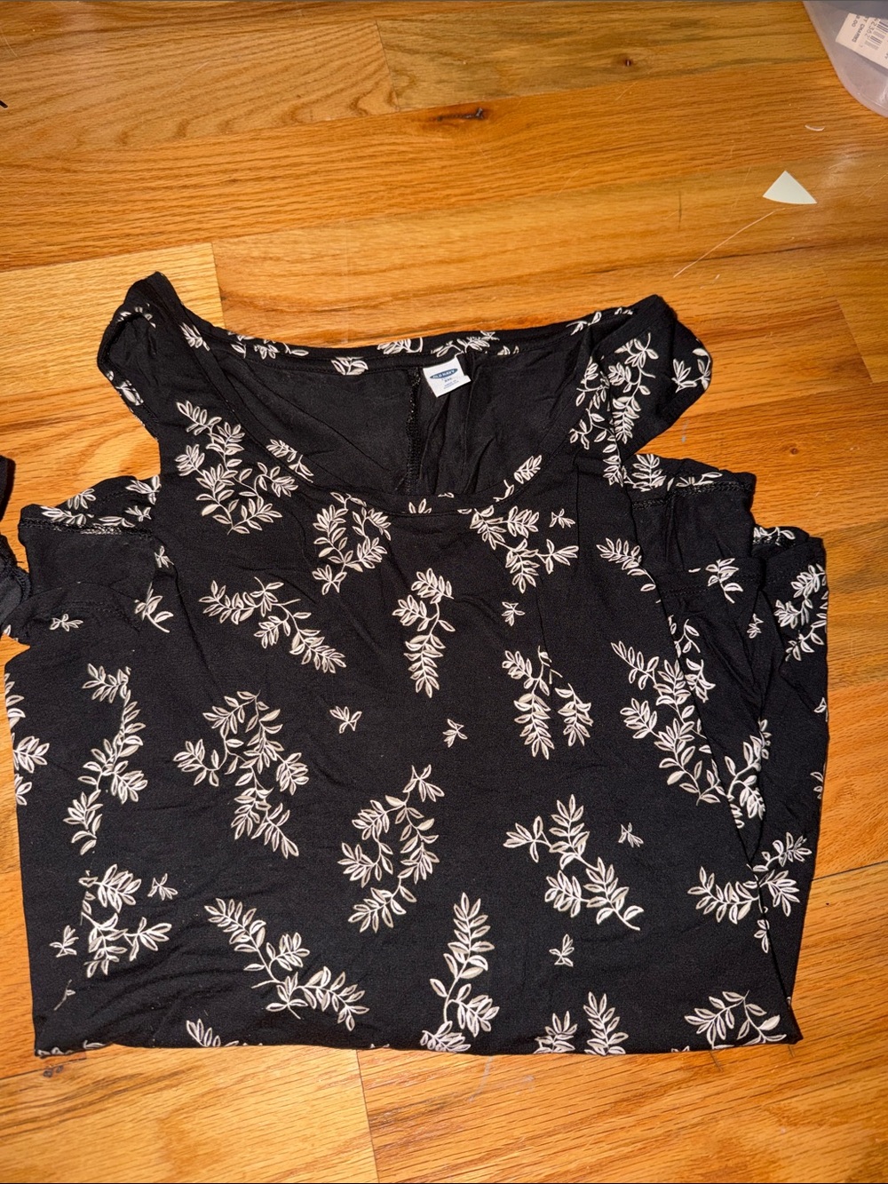 Old Navy Black Floral Cold-Shoulder Blouse